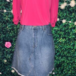 Umgee Denim Blue Midi Skirt